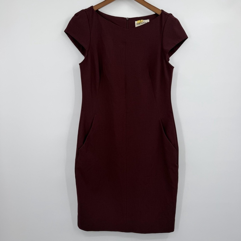 M.M. LAFLEUR Dress Womens 6 Purple Sheath Knee Length Pockets Twill Workwear